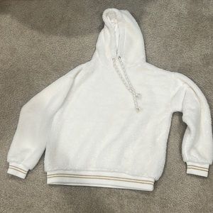 VERY soft white hoodie from Switzerland. Size small. Never worn
